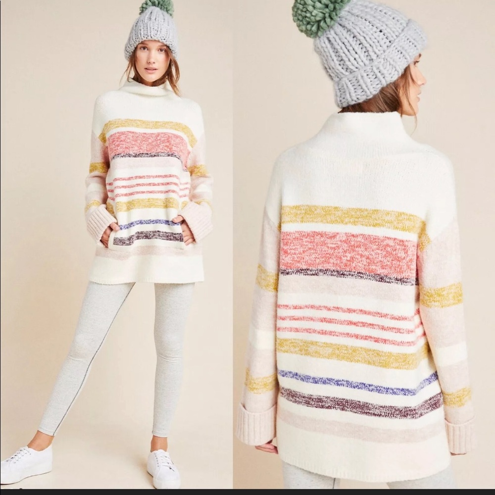 Anthropologie Elana Striped Tunic Sweater